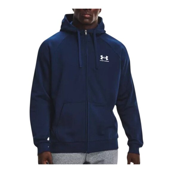 Under Armour ColdGear Rival Fleece Fitted Full Zip Hoodie in Navy Blue Men's M - Picture 1 of 7